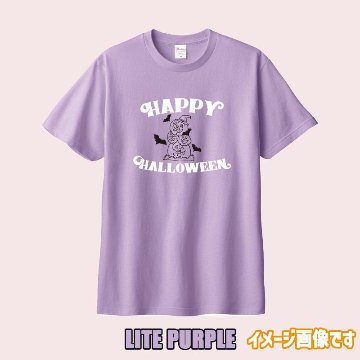 ハロウィン柄プリント半袖Ｔシャツ HAPPY-HALLOWEEN-1 ワンズプリント/WANS PRINT 5.6oz ヘビーウェイト ハロウィン柄/ハロウィーン柄　愛犬とリンクコーデの画像