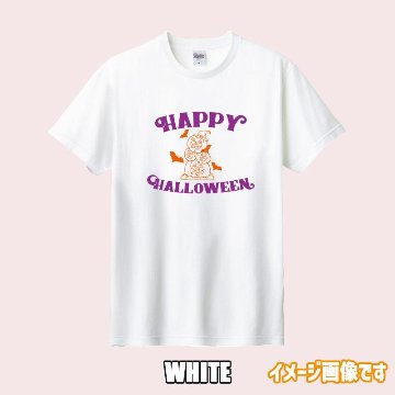 ハロウィン柄プリント半袖Ｔシャツ HAPPY-HALLOWEEN-1 ワンズプリント/WANS PRINT 5.6oz ヘビーウェイト ハロウィン柄/ハロウィーン柄　愛犬とリンクコーデの画像