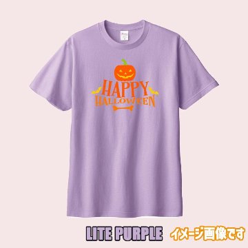 ハロウィン柄プリント半袖Ｔシャツ HAPPY-HALLOWEEN-2 ワンズプリント/WANS PRINT 5.6oz ヘビーウェイト ハロウィン柄/ハロウィーン柄　愛犬とリンクコーデの画像