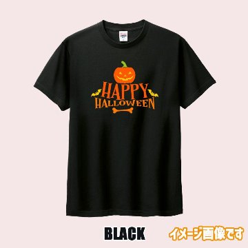 ハロウィン柄プリント半袖Ｔシャツ HAPPY-HALLOWEEN-2 ワンズプリント/WANS PRINT 5.6oz ヘビーウェイト ハロウィン柄/ハロウィーン柄　愛犬とリンクコーデの画像