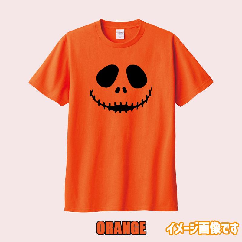 ハロウィン柄プリント半袖Ｔシャツ HALLOWEEN-FACE-2 ワンズプリント/WANS PRINT 5.6oz ヘビーウェイト ハロウィン柄/ハロウィーン柄　愛犬とリンクコーデの画像