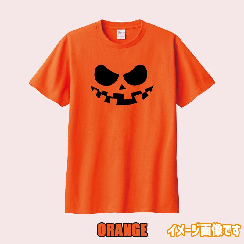 ハロウィン柄プリント半袖Ｔシャツ HALLOWEEN-FACE-1 ワンズプリント/WANS PRINT 5.6oz ヘビーウェイト ハロウィン柄/ハロウィーン柄　愛犬とリンクコーデの画像