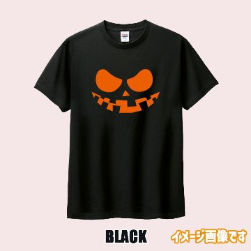 ハロウィン柄プリント半袖Ｔシャツ HALLOWEEN-FACE-1 ワンズプリント/WANS PRINT 5.6oz ヘビーウェイト ハロウィン柄/ハロウィーン柄　愛犬とリンクコーデの画像
