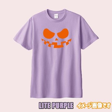 ハロウィン柄プリント半袖Ｔシャツ HALLOWEEN-FACE-1 ワンズプリント/WANS PRINT 5.6oz ヘビーウェイト ハロウィン柄/ハロウィーン柄　愛犬とリンクコーデの画像