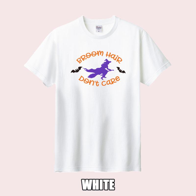 ハロウィン柄プリント半袖Ｔシャツ BROOM-HAIR-DONT-CARE ワンズプリント/WANS PRINT 5.6oz ヘビーウェイト ハロウィン柄/ハロウィーン柄　愛犬とリンクコーデの画像