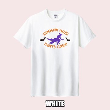 ハロウィン柄プリント半袖Ｔシャツ BROOM-HAIR-DONT-CARE ワンズプリント/WANS PRINT 5.6oz ヘビーウェイト ハロウィン柄/ハロウィーン柄　愛犬とリンクコーデの画像