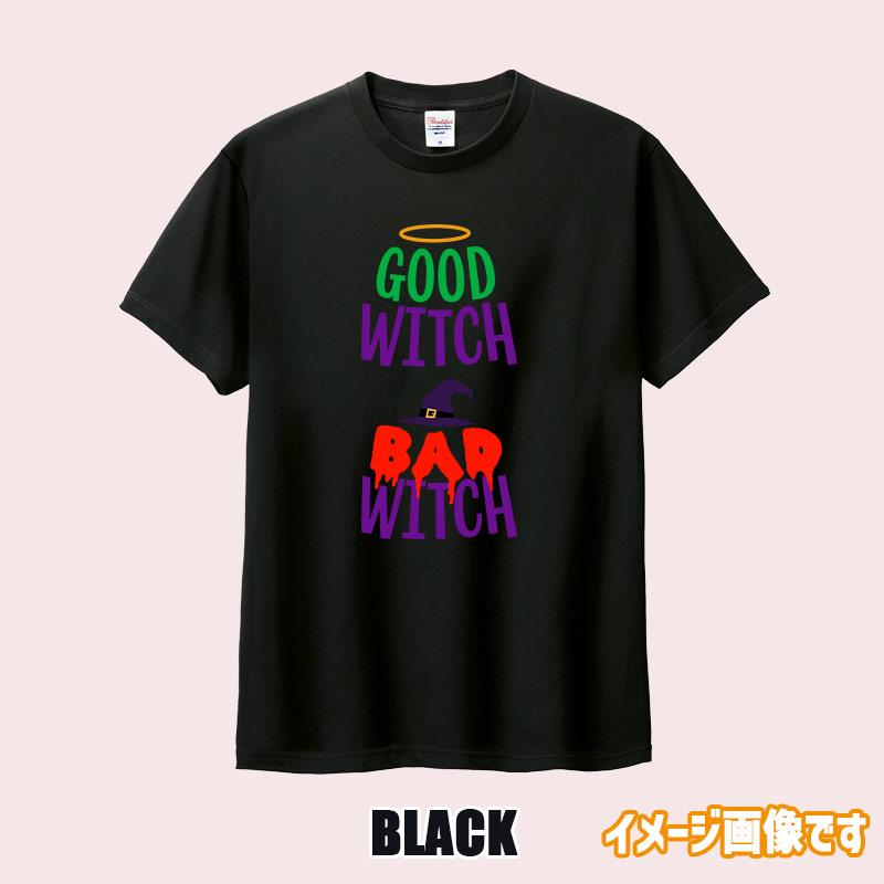 ハロウィン柄プリント半袖Ｔシャツ GOOD-WITCH-BAD-WITCH ワンズプリント/WANS PRINT 5.6oz ヘビーウェイト ハロウィン柄/ハロウィーン柄　愛犬とリンクコーデの画像