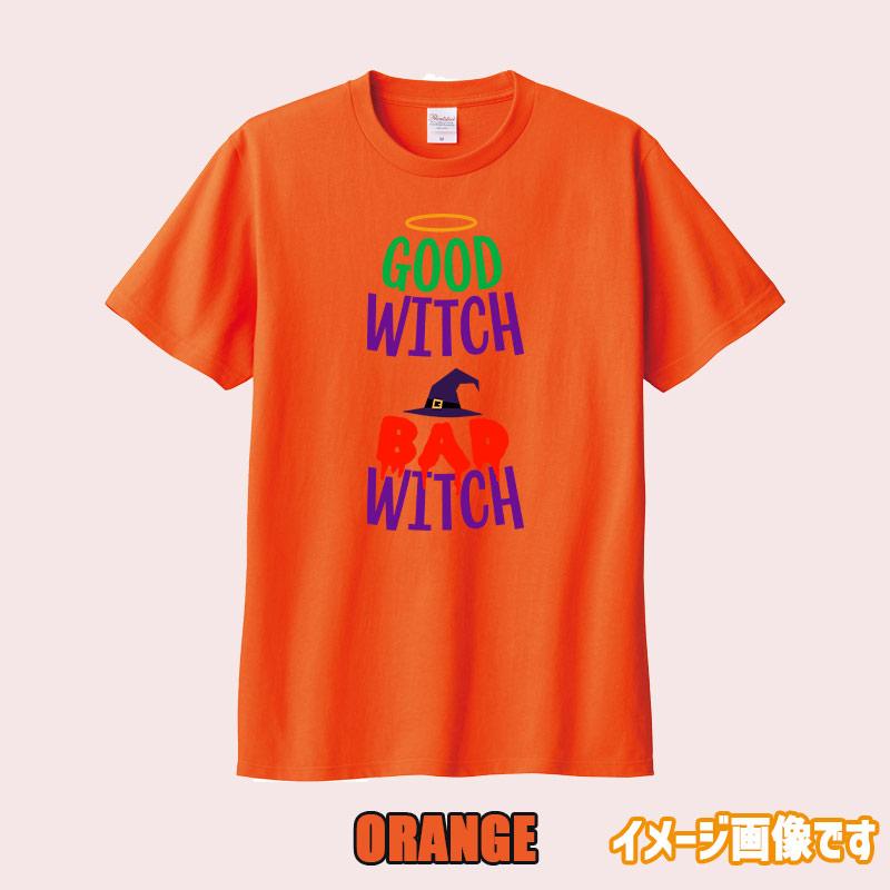 ハロウィン柄プリント半袖Ｔシャツ GOOD-WITCH-BAD-WITCH ワンズプリント/WANS PRINT 5.6oz ヘビーウェイト ハロウィン柄/ハロウィーン柄　愛犬とリンクコーデの画像