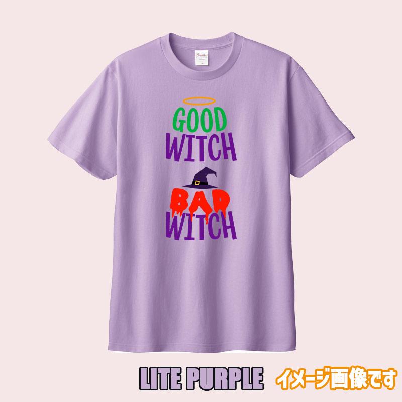 ハロウィン柄プリント半袖Ｔシャツ GOOD-WITCH-BAD-WITCH ワンズプリント/WANS PRINT 5.6oz ヘビーウェイト ハロウィン柄/ハロウィーン柄　愛犬とリンクコーデの画像