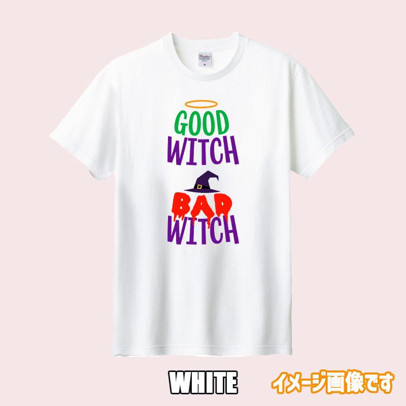ハロウィン柄プリント半袖Ｔシャツ GOOD-WITCH-BAD-WITCH ワンズプリント/WANS PRINT 5.6oz ヘビーウェイト ハロウィン柄/ハロウィーン柄　愛犬とリンクコーデの画像