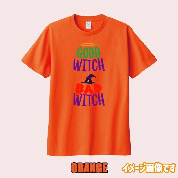 ハロウィン柄プリント半袖Ｔシャツ GOOD-WITCH-BAD-WITCH ワンズプリント/WANS PRINT 5.6oz ヘビーウェイト ハロウィン柄/ハロウィーン柄　愛犬とリンクコーデの画像