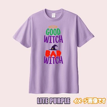 ハロウィン柄プリント半袖Ｔシャツ GOOD-WITCH-BAD-WITCH ワンズプリント/WANS PRINT 5.6oz ヘビーウェイト ハロウィン柄/ハロウィーン柄　愛犬とリンクコーデの画像