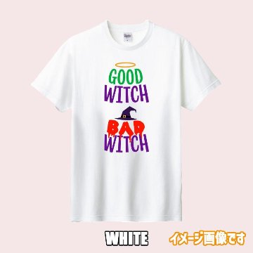 ハロウィン柄プリント半袖Ｔシャツ GOOD-WITCH-BAD-WITCH ワンズプリント/WANS PRINT 5.6oz ヘビーウェイト ハロウィン柄/ハロウィーン柄　愛犬とリンクコーデの画像