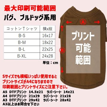 パグ、フレンチブルドックなど用Ｔシャツ 犬服 コットン100％ S~XL 10色展開 小型犬、中型犬、大型犬 お好きなプリントをお入れします　dog-t-bul-10cの画像