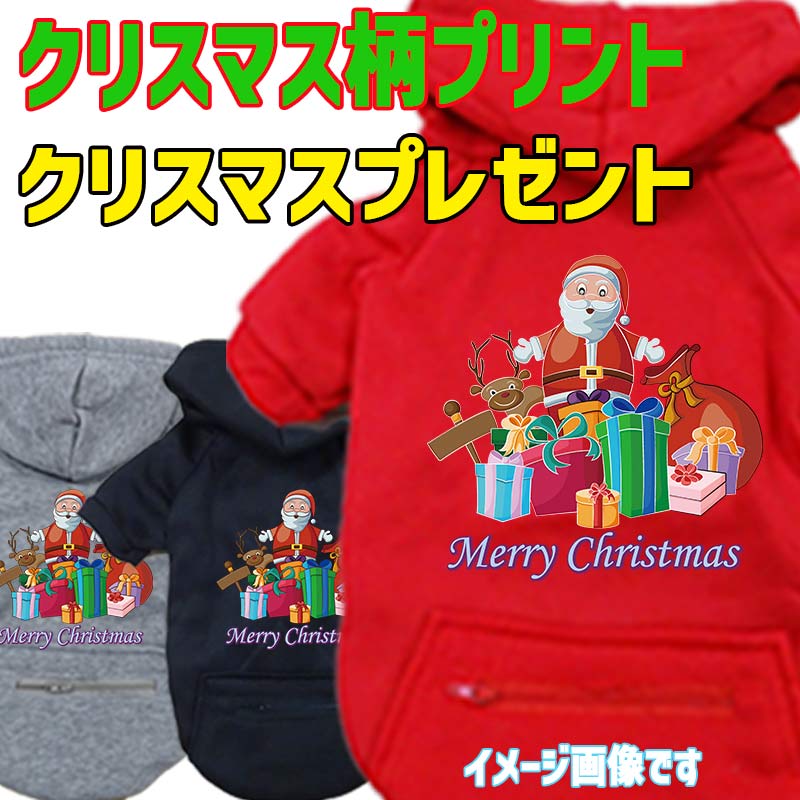 クリスマス柄プリントデザイン CHRISTMAS PRESENT お好きな犬服やTシャツ等にプリント致します　プリントしたい商品と一緒にカートにお入れくださいの画像