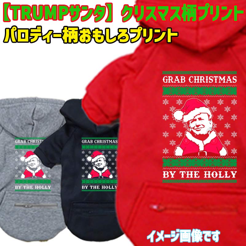 クリスマス柄プリントデザイン TRUMP SANTA トランプサンタ　おもしろプリント！ お好きな犬服やTシャツ等にプリント致します　プリントしたい商品と一緒にカートにお入れくださいの画像