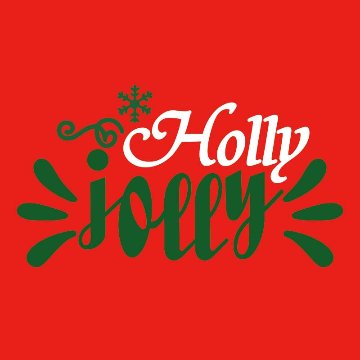 クリスマス柄プリントデザイン HOLLY JOLLY お好きな犬服やTシャツ等にプリント致します　プリントしたい商品と一緒にカートにお入れくださいの画像