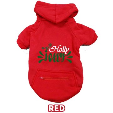 クリスマス柄プリントデザイン HOLLY JOLLY お好きな犬服やTシャツ等にプリント致します　プリントしたい商品と一緒にカートにお入れくださいの画像