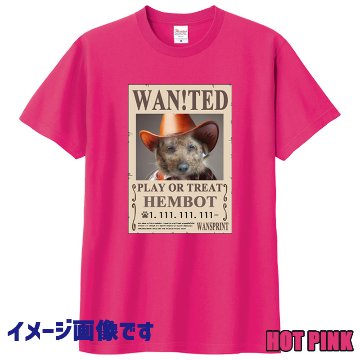愛犬の名入れ＆写真プリント 【WAN!TED】うちの子Tシャツ パロディー柄 指名手配 WANTED  半袖Tシャツの画像