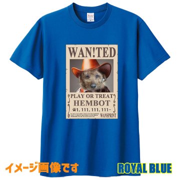 愛犬の名入れ＆写真プリント 【WAN!TED】うちの子Tシャツ パロディー柄 指名手配 WANTED  半袖Tシャツの画像