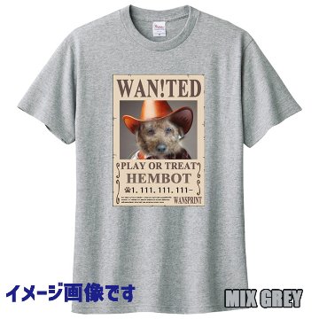 愛犬の名入れ＆写真プリント 【WAN!TED】うちの子Tシャツ パロディー柄 指名手配 WANTED  半袖Tシャツの画像