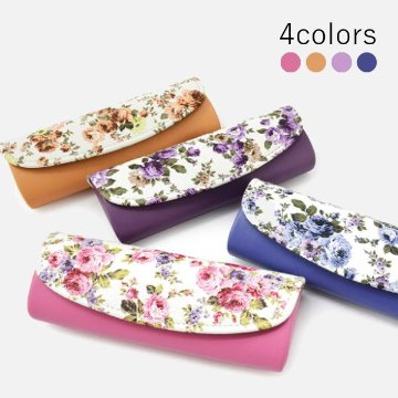 セミハードメガネケース　花柄　2160　ピンク　オレンジ　パープル　ブルーの画像