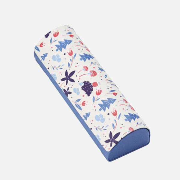 北欧風メタルハードメガネケース　2917-04　ブルー　小花　草木の画像